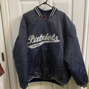 Gridiron NFL New England Patriots Football Bomber Jacket Blue Quilted Men’s XL